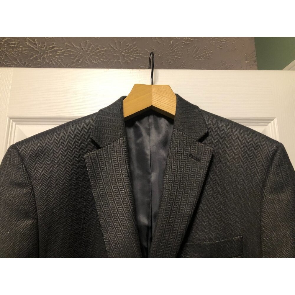 Chaps men's charcoal 69%polyester 29%viscose sport coat jacket blazer size: 44R